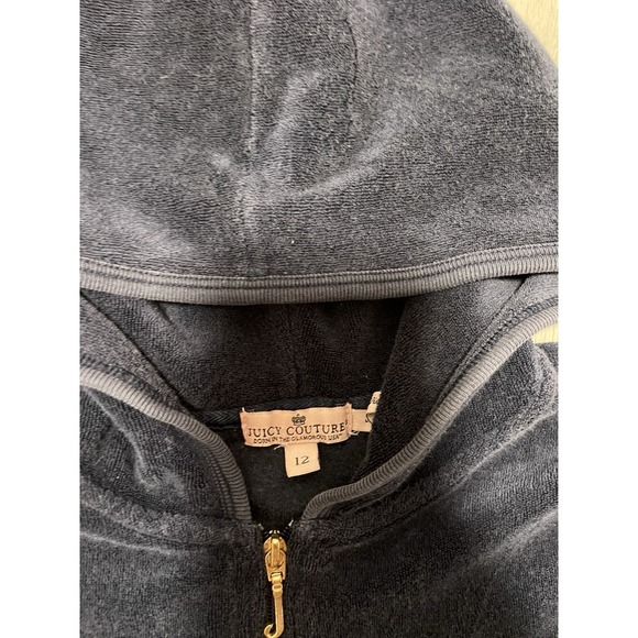 Juicy Couture Y2K Velour Zip Track Jacket Sz 12 Youth Junior Spellout Hoodie - Picture 4 of 4